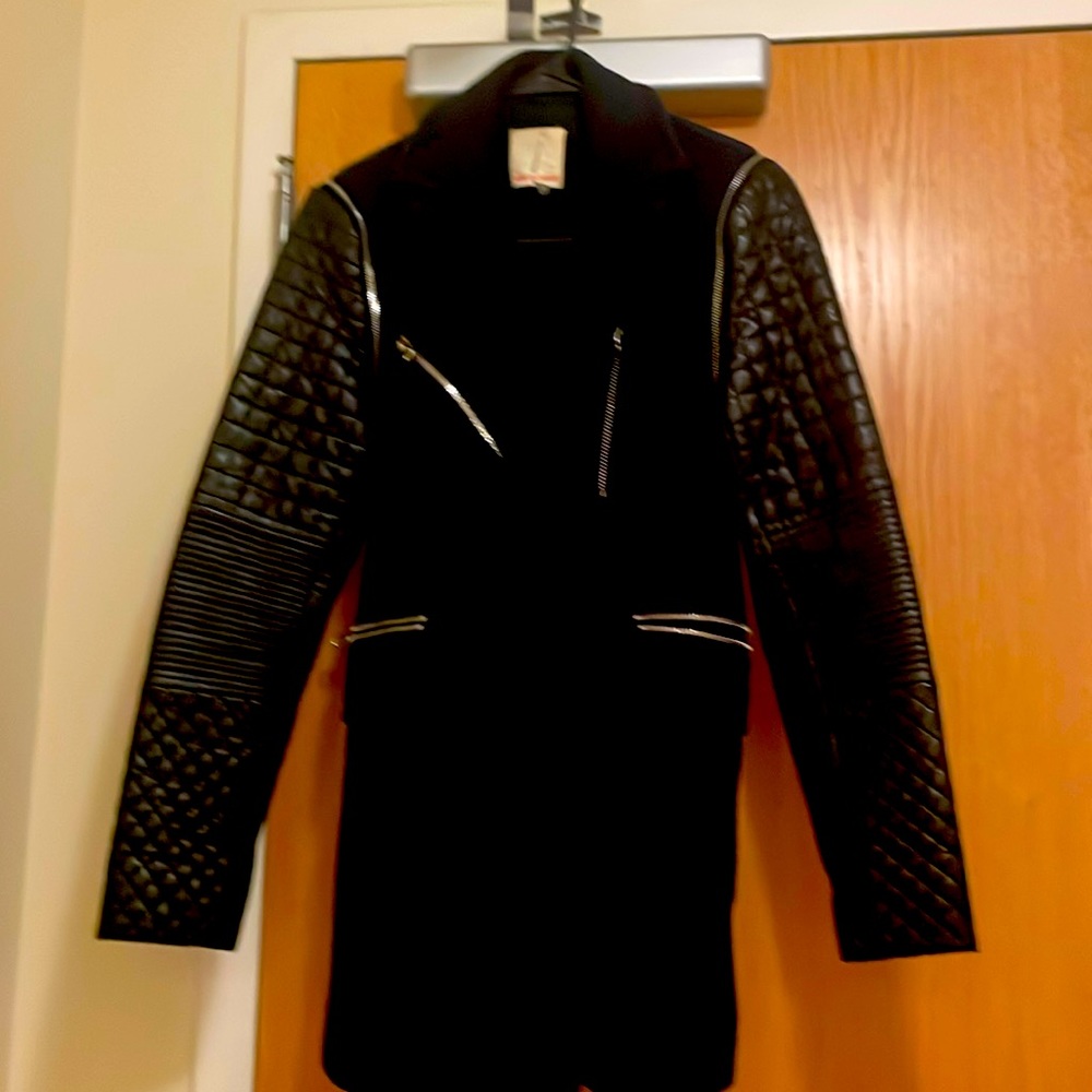 Rebecca Taylor wool and lamb leather coat